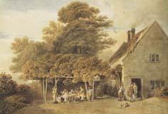 Edmund Dorrell Figures outside a roadside inn (mk47) china oil painting image